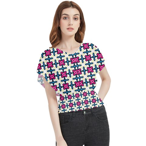 Geometric Butterfly Chiffon Blouse by SychEva