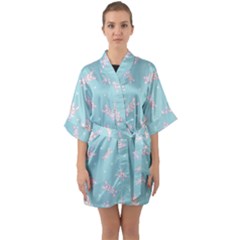 Rabbit  Half Sleeve Satin Kimono 