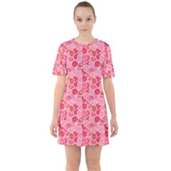 Roses Sixties Short Sleeve Mini Dress by CuteKingdom