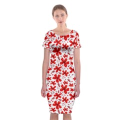 Red Flowers Classic Short Sleeve Midi Dress by CuteKingdom