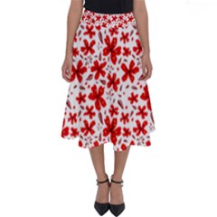 Red Flowers Perfect Length Midi Skirt by CuteKingdom