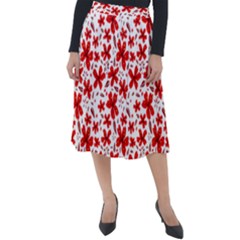 Red Flowers Classic Velour Midi Skirt 