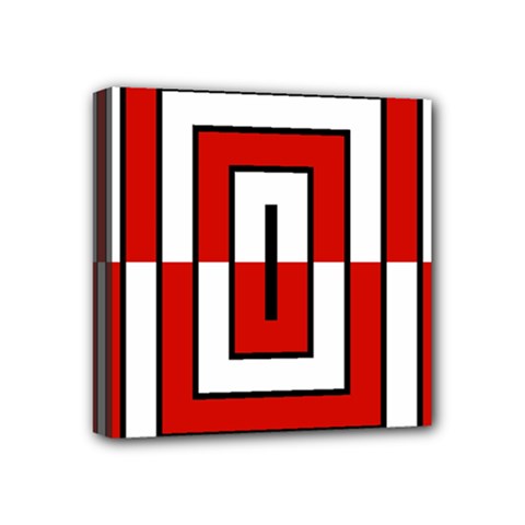 Square Maze Red Mini Canvas 4  X 4  (stretched) by tmsartbazaar