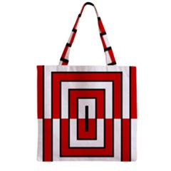 Square Maze Red Zipper Grocery Tote Bag by tmsartbazaar