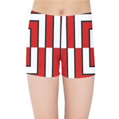 Square Maze Red Kids  Sports Shorts by tmsartbazaar