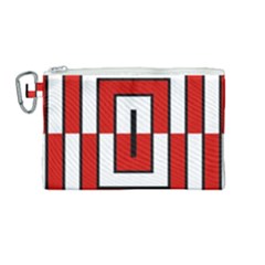 Square Maze Red Canvas Cosmetic Bag (medium) by tmsartbazaar