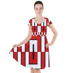 Square Maze Red Cap Sleeve Midi Dress by tmsartbazaar