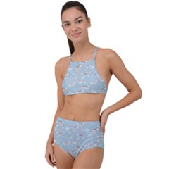 Birds And Flowers High Waist Tankini Set by CuteKingdom