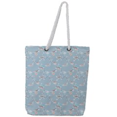 Birds And Flowers Full Print Rope Handle Tote (large) by CuteKingdom