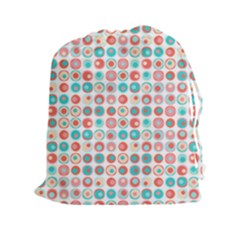 Aqua Coral Circles Drawstring Pouch (2xl) by CuteKingdom