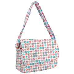 Aqua Coral Circles Courier Bag by CuteKingdom