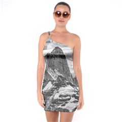Fitz Roy And Poincenot Mountains, Patagonia Argentina One Soulder Bodycon Dress by dflcprintsclothing