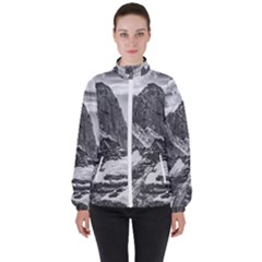 Fitz Roy And Poincenot Mountains, Patagonia Argentina Women s High Neck Windbreaker by dflcprintsclothing