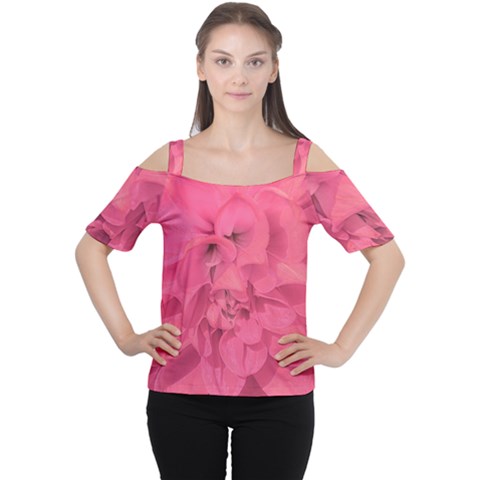 Beauty Pink Rose Detail Photo Cutout Shoulder Tee by dflcprintsclothing