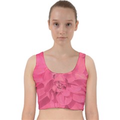 Beauty Pink Rose Detail Photo Velvet Racer Back Crop Top by dflcprintsclothing