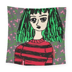 Freddy Girl Wall Grey Square Tapestry (large)