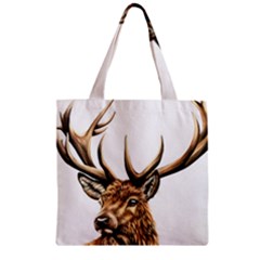 Stag Zipper Grocery Tote Bag by ArtByThree