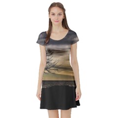 Coastal Sunset Scene At Montevideo City, Uruguay Short Sleeve Skater Dress by dflcprintsclothing