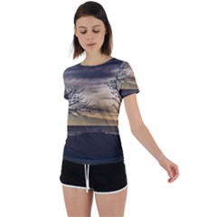 Coastal Sunset Scene At Montevideo City, Uruguay Back Circle Cutout Sports Tee by dflcprintsclothing