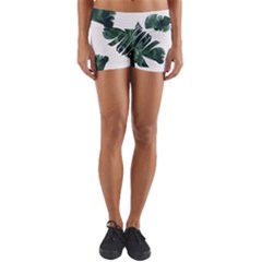 Green Banana Leaves Yoga Shorts by goljakoff