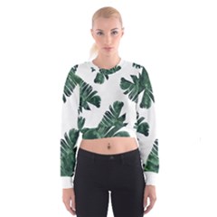 Green Banana Leaves Cropped Sweatshirt by goljakoff