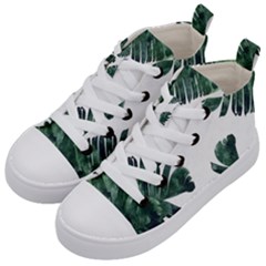 Green Banana Leaves Kids  Mid-top Canvas Sneakers by goljakoff