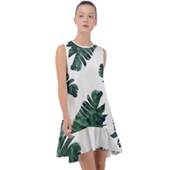 Green Banana Leaves Frill Swing Dress by goljakoff