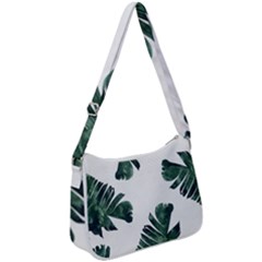 Green Banana Leaves Zip Up Shoulder Bag by goljakoff