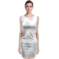 Doodle Leaves Classic Sleeveless Midi Dress by goljakoff