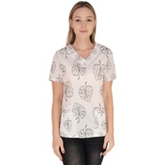 Doodle Leaves Women s V-neck Scrub Top by goljakoff