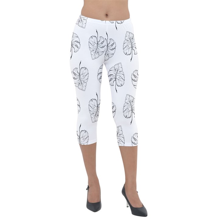 Doodle leaves Lightweight Velour Capri Leggings 