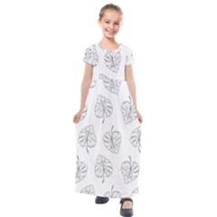 Doodle Leaves Kids  Short Sleeve Maxi Dress