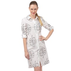 Doodle Leaves Long Sleeve Mini Shirt Dress by goljakoff