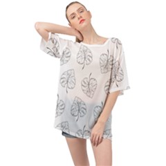Doodle Leaves Oversized Chiffon Top by goljakoff