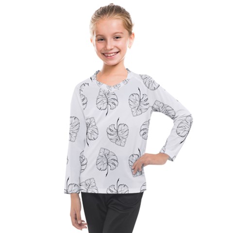 Doodle Leaves Kids  Long Mesh Tee by goljakoff