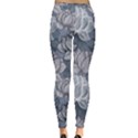 Art deco Blue and grey lotus Flower Leaves Floral Japanese hand drawn lily Inside Out Leggings View4