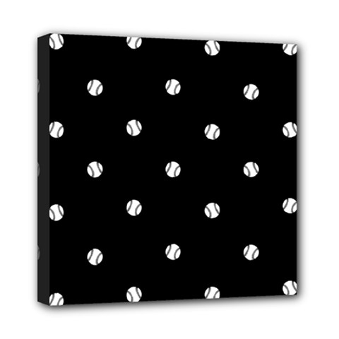 Black And White Baseball Motif Pattern Mini Canvas 8  X 8  (stretched) by dflcprintsclothing