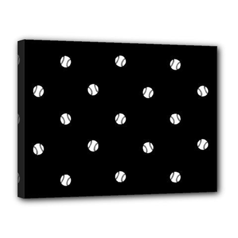 Black And White Baseball Motif Pattern Canvas 16  X 12  (stretched) by dflcprintsclothing