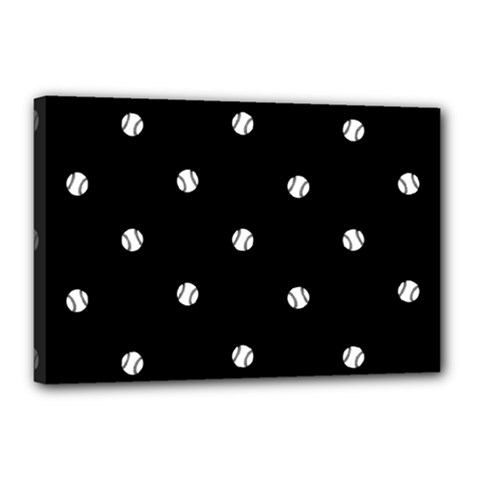 Black And White Baseball Motif Pattern Canvas 18  X 12  (stretched) by dflcprintsclothing