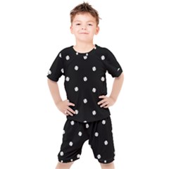 Black And White Baseball Motif Pattern Kids  Tee And Shorts Set by dflcprintsclothing