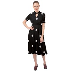 Black And White Baseball Motif Pattern Keyhole Neckline Chiffon Dress by dflcprintsclothing