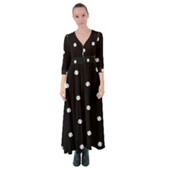 Black And White Baseball Motif Pattern Button Up Maxi Dress by dflcprintsclothing