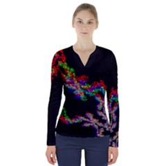 Flower Rainbow Dragon  V-neck Long Sleeve Top by 1dsign