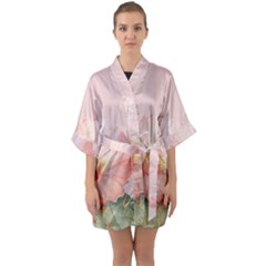 Rose cactus Half Sleeve Satin Kimono 