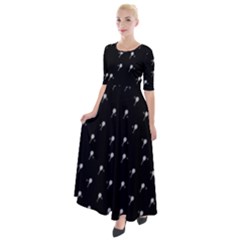Black And White Tennis Motif Print Pattern Half Sleeves Maxi Dress by dflcprintsclothing