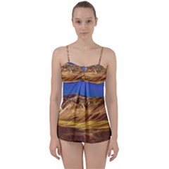 Colored Mountains Landscape, La Rioja, Argentina Babydoll Tankini Set by dflcprintsclothing