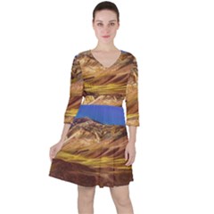 Colored Mountains Landscape, La Rioja, Argentina Ruffle Dress by dflcprintsclothing