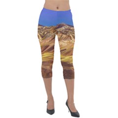 Colored Mountains Landscape, La Rioja, Argentina Lightweight Velour Capri Leggings  by dflcprintsclothing