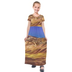 Colored Mountains Landscape, La Rioja, Argentina Kids  Short Sleeve Maxi Dress by dflcprintsclothing