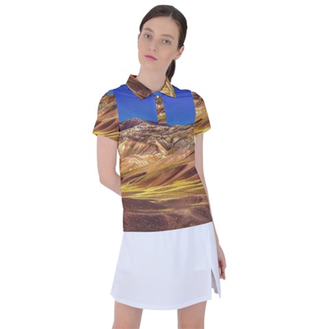 Colored Mountains Landscape, La Rioja, Argentina Women s Polo Tee by dflcprintsclothing